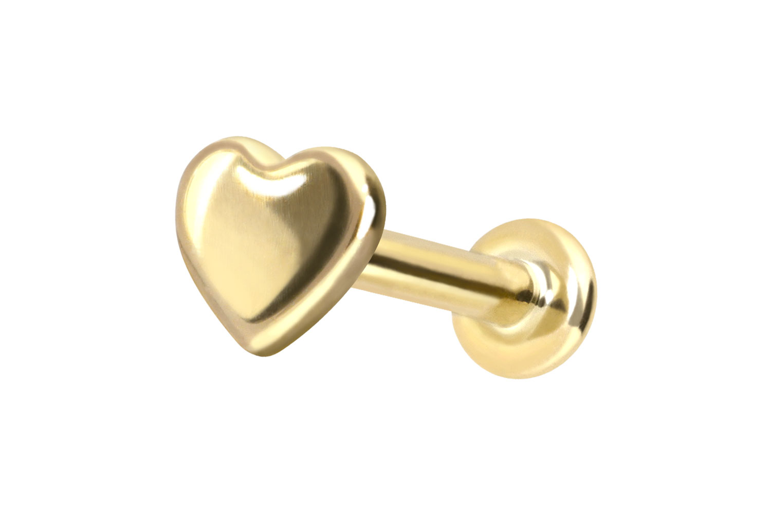 14 Karat Gold Labret Piercing mit Innengewinde HERZ